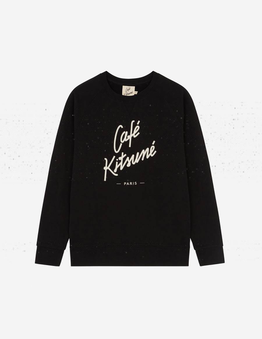 Black Men\'s Maison Kitsune Cafe Kitsune Sweatshirts | AU-Z610