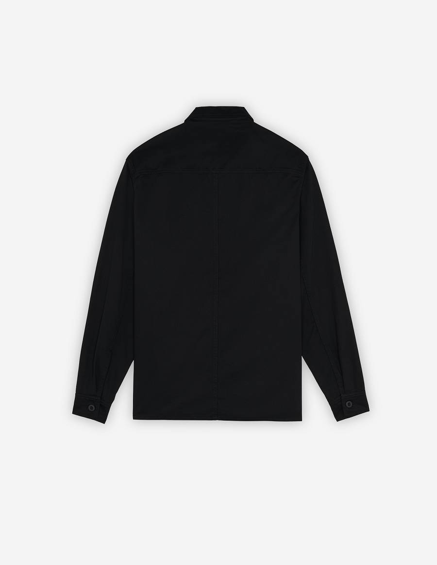 Black Men's Maison Kitsune Cafe Workwear Shirts | AU-Q0833