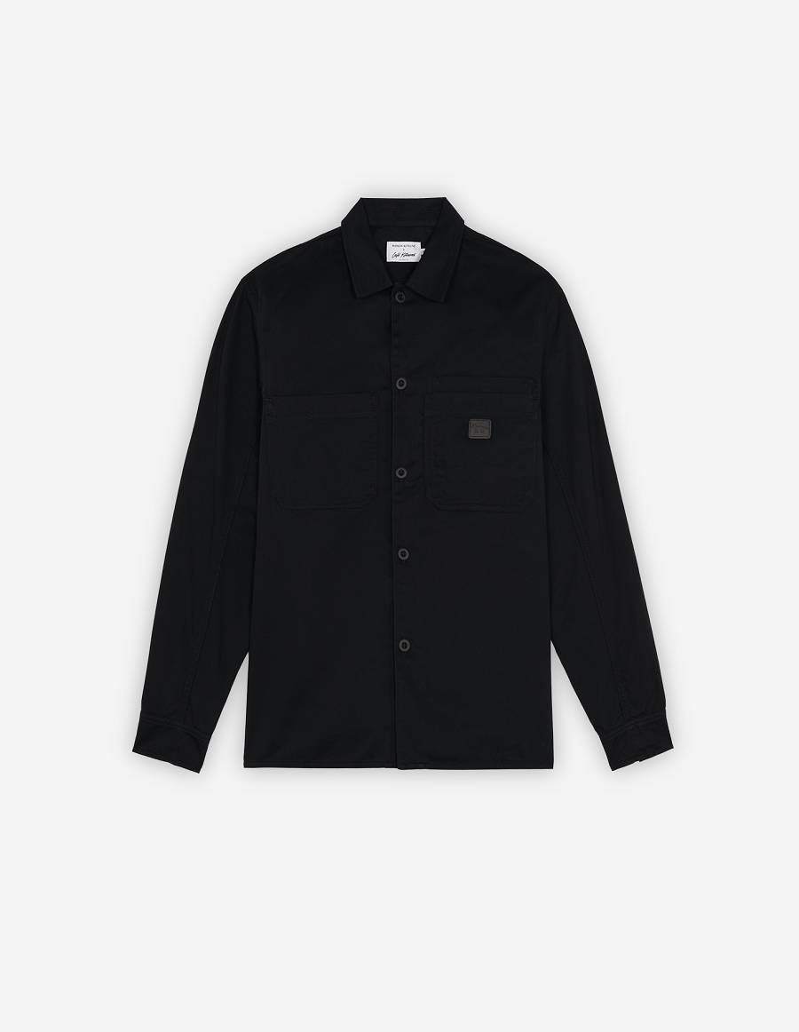 Black Men\'s Maison Kitsune Cafe Workwear Shirts | AU-Q0833