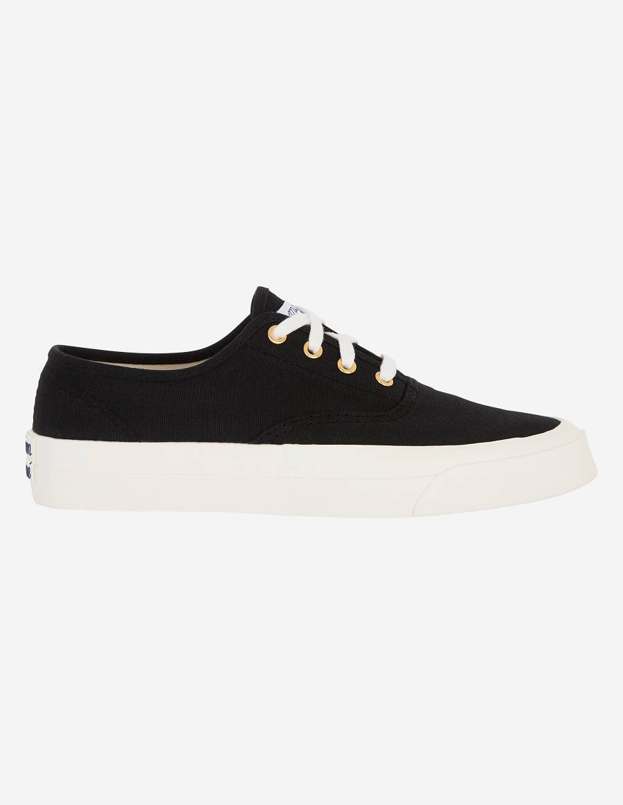 Black Men's Maison Kitsune Canvas Laced Sneakers | AU-M0649