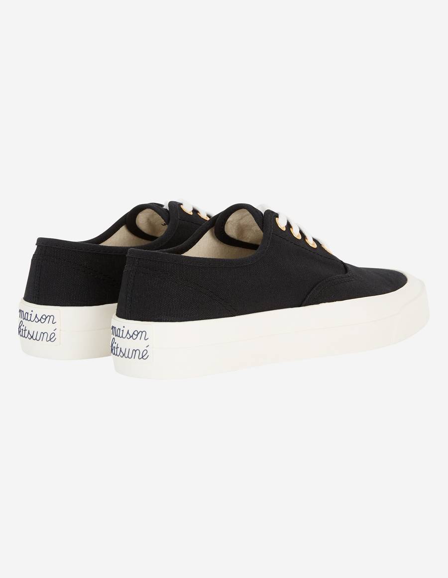 Black Men's Maison Kitsune Canvas Laced Sneakers | AU-M0649