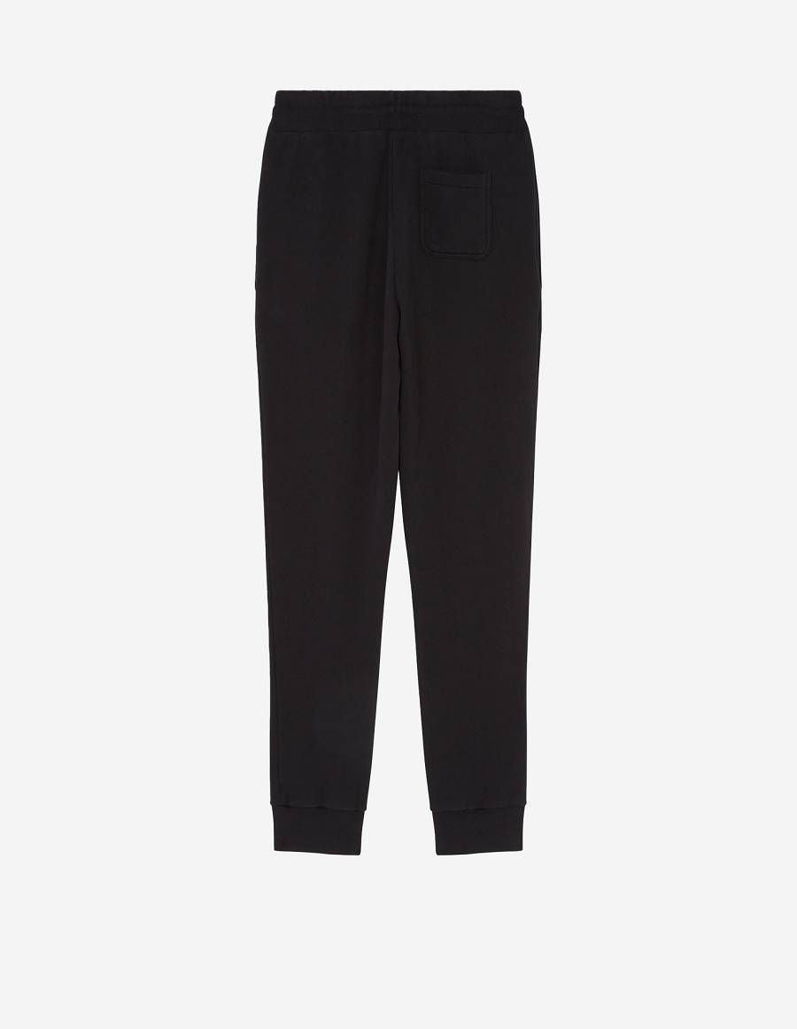 Black Men's Maison Kitsune Chillax Fox Patch Classic Jog Pants | AU-Y0904