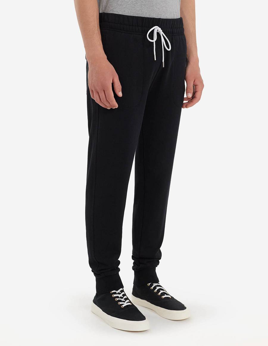 Black Men's Maison Kitsune Chillax Fox Patch Classic Jog Pants | AU-Y0904