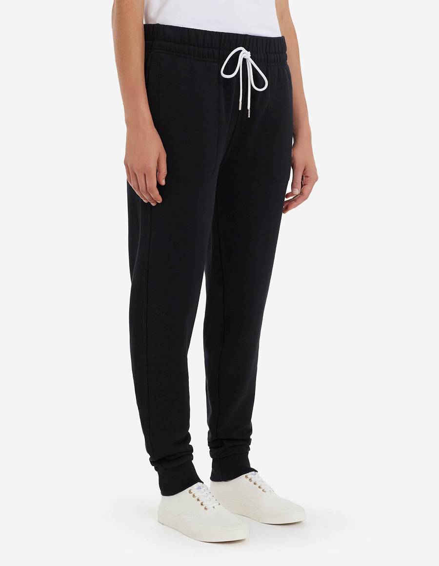 Black Men's Maison Kitsune Chillax Fox Patch Classic Jog Pants | AU-Y0904