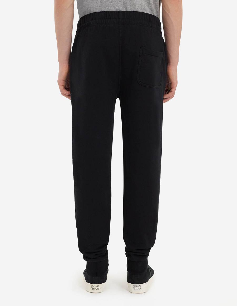 Black Men's Maison Kitsune Chillax Fox Patch Classic Jog Pants | AU-Y0904