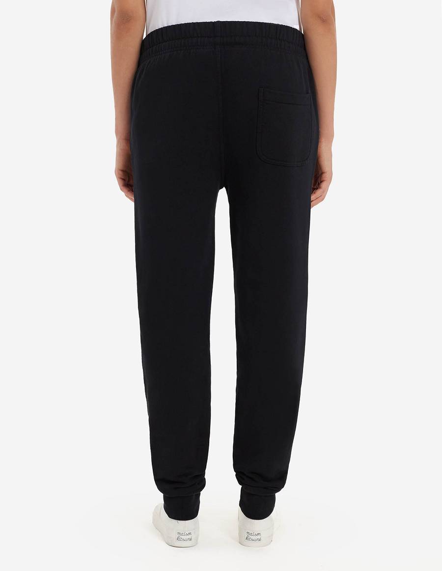 Black Men's Maison Kitsune Chillax Fox Patch Classic Jog Pants | AU-Y0904