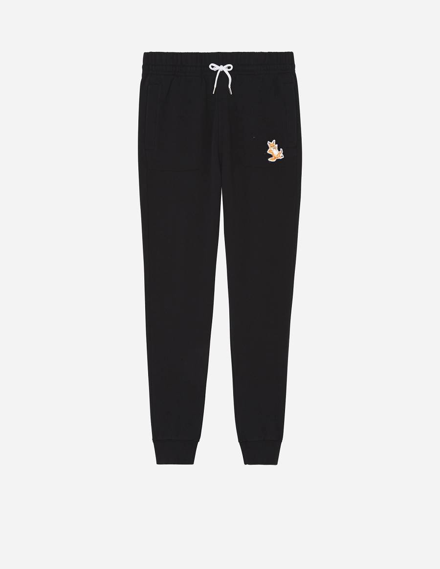 Black Men\'s Maison Kitsune Chillax Fox Patch Classic Jog Pants | AU-Y0904