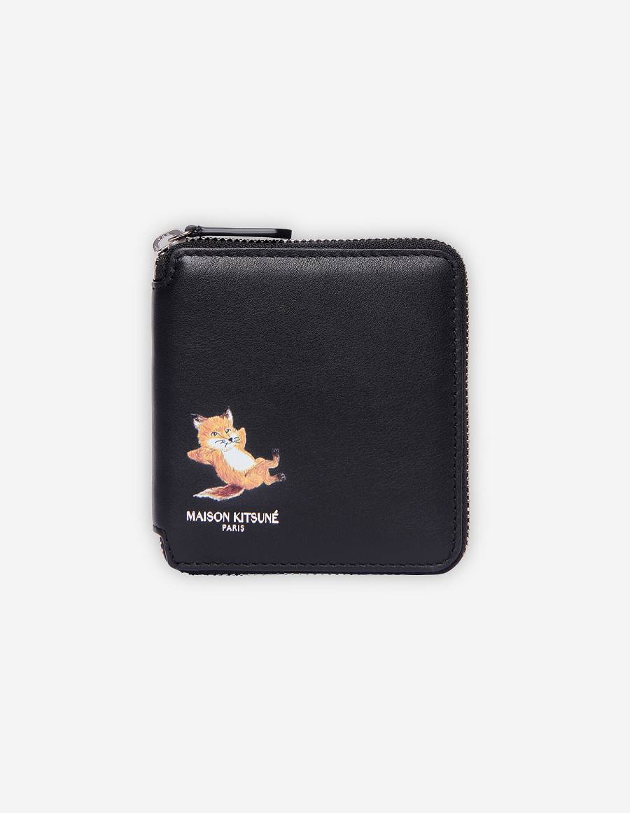 Black Men\'s Maison Kitsune Chillax Fox Square Zipped Wallet Bags | AU-E0932