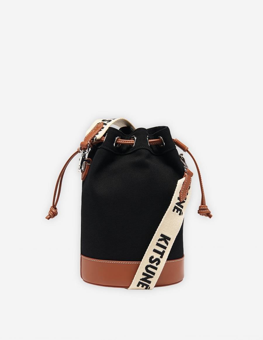 Black Men's Maison Kitsune Contour Fox Bucket Bags | AU-E0700