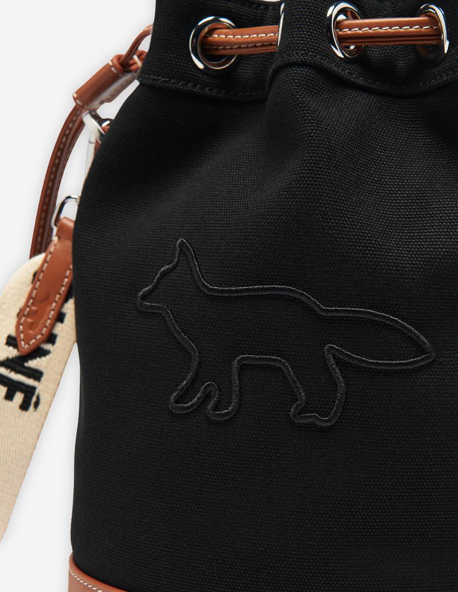 Black Men's Maison Kitsune Contour Fox Bucket Bags | AU-E0700