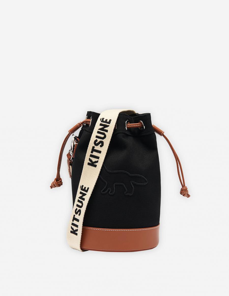 Black Men\'s Maison Kitsune Contour Fox Bucket Bags | AU-E0700