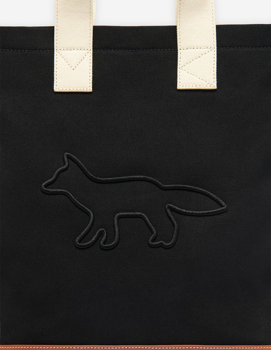 Black Men's Maison Kitsune Contour Fox N/S Tote Bags | AU-H0366