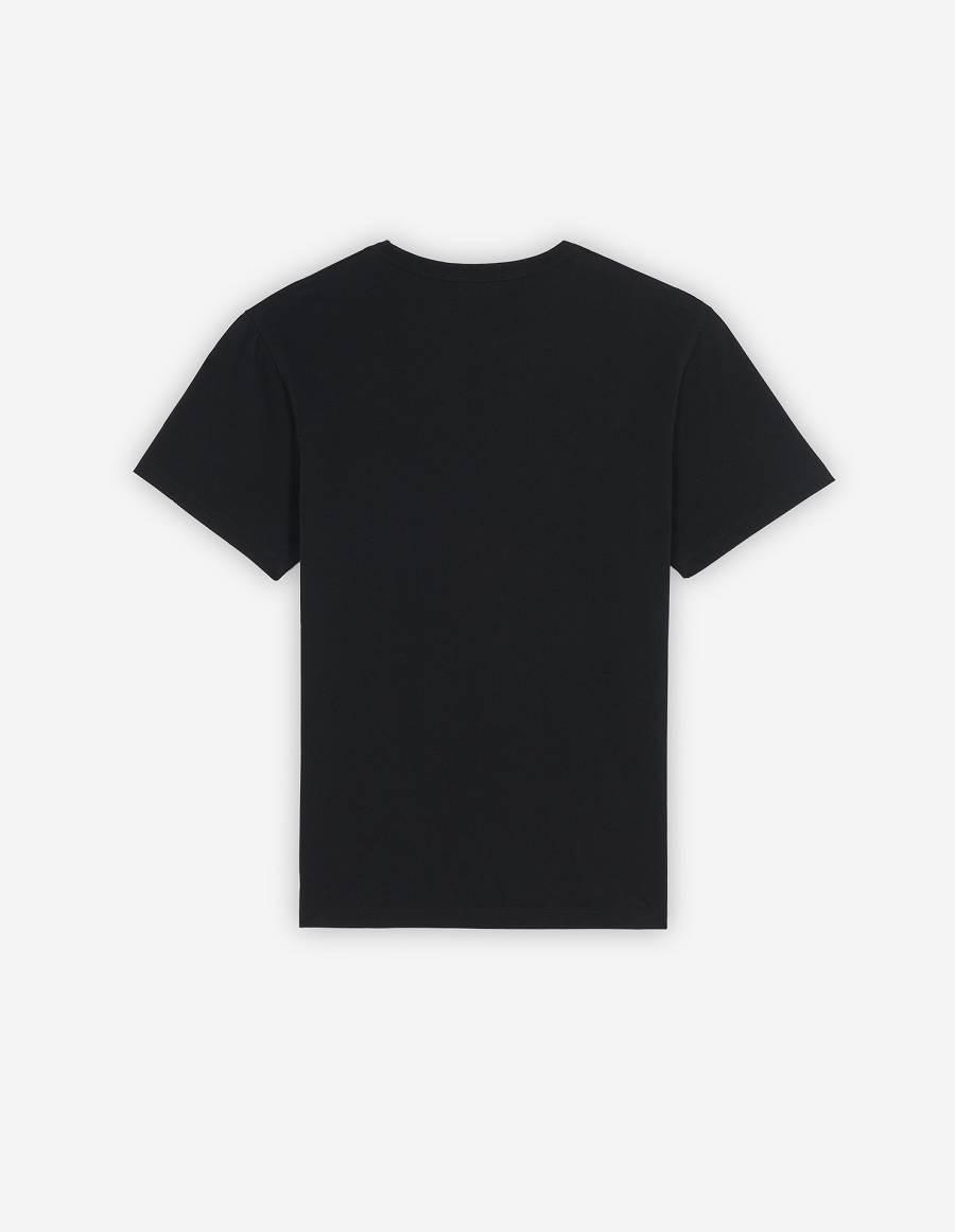 Black Men's Maison Kitsune Dressed Fox Patch Classic T Shirts | AU-V0636