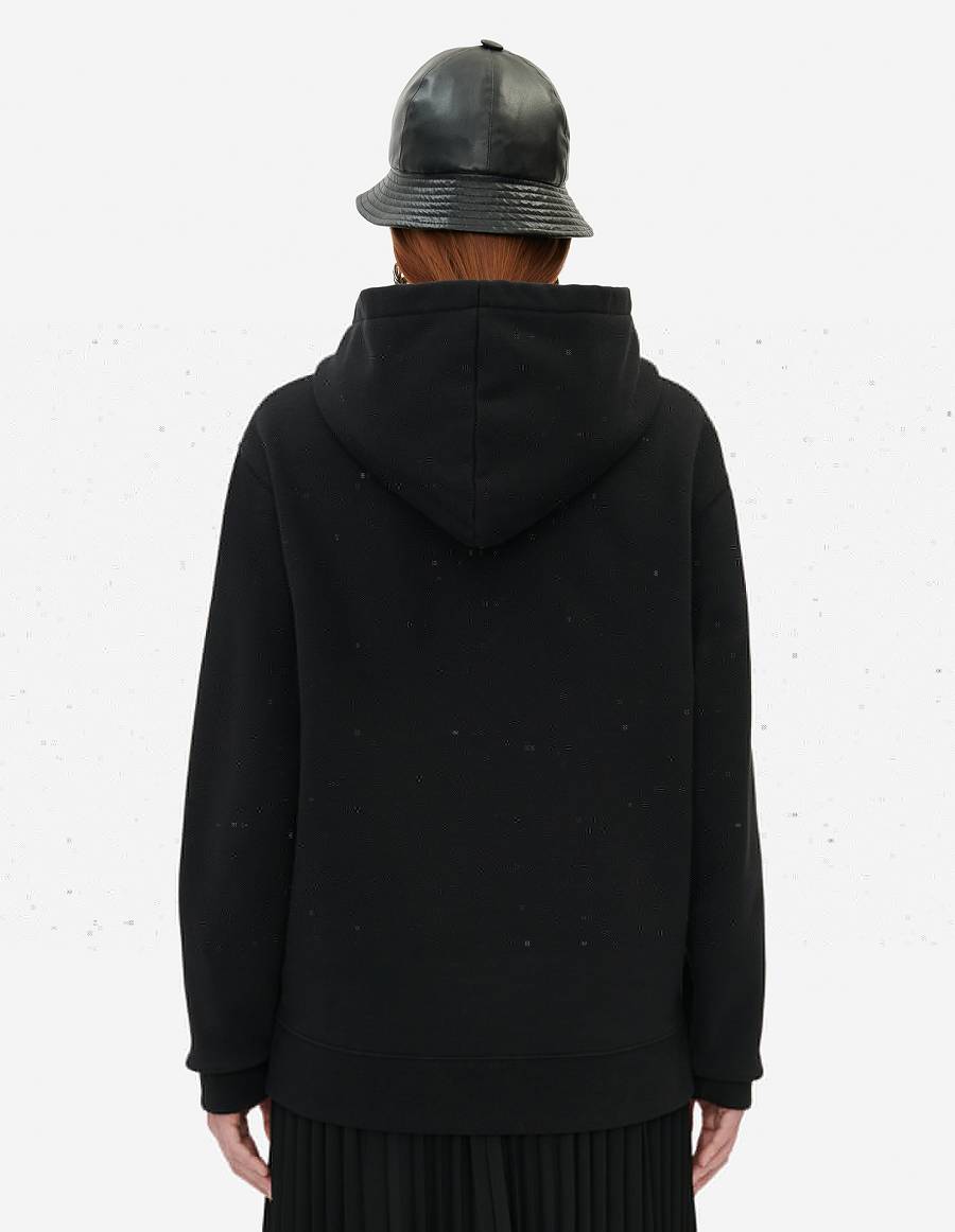 Black Men's Maison Kitsune Embroidered Cordless Hoodies | AU-B0229