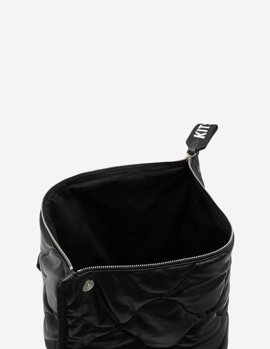 Black Men's Maison Kitsune Faux Leather Quilted Bags | AU-S0851