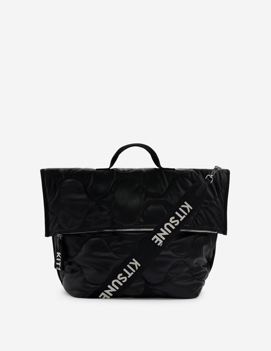 Black Men\'s Maison Kitsune Faux Leather Quilted Bags | AU-S0851