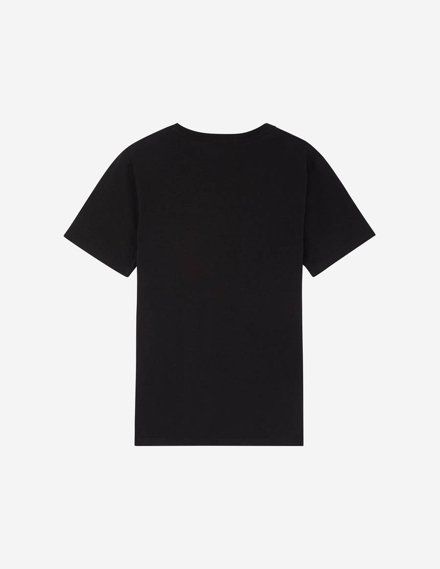 Black Men's Maison Kitsune Fox Head Patch Classic T Shirts | AU-L0488