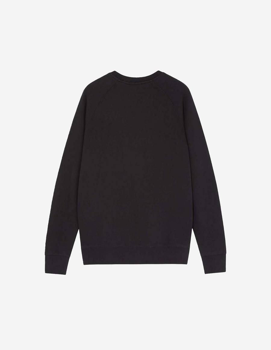 Black Men's Maison Kitsune Fox Head Patch Classic Sweatshirts | AU-Q0862