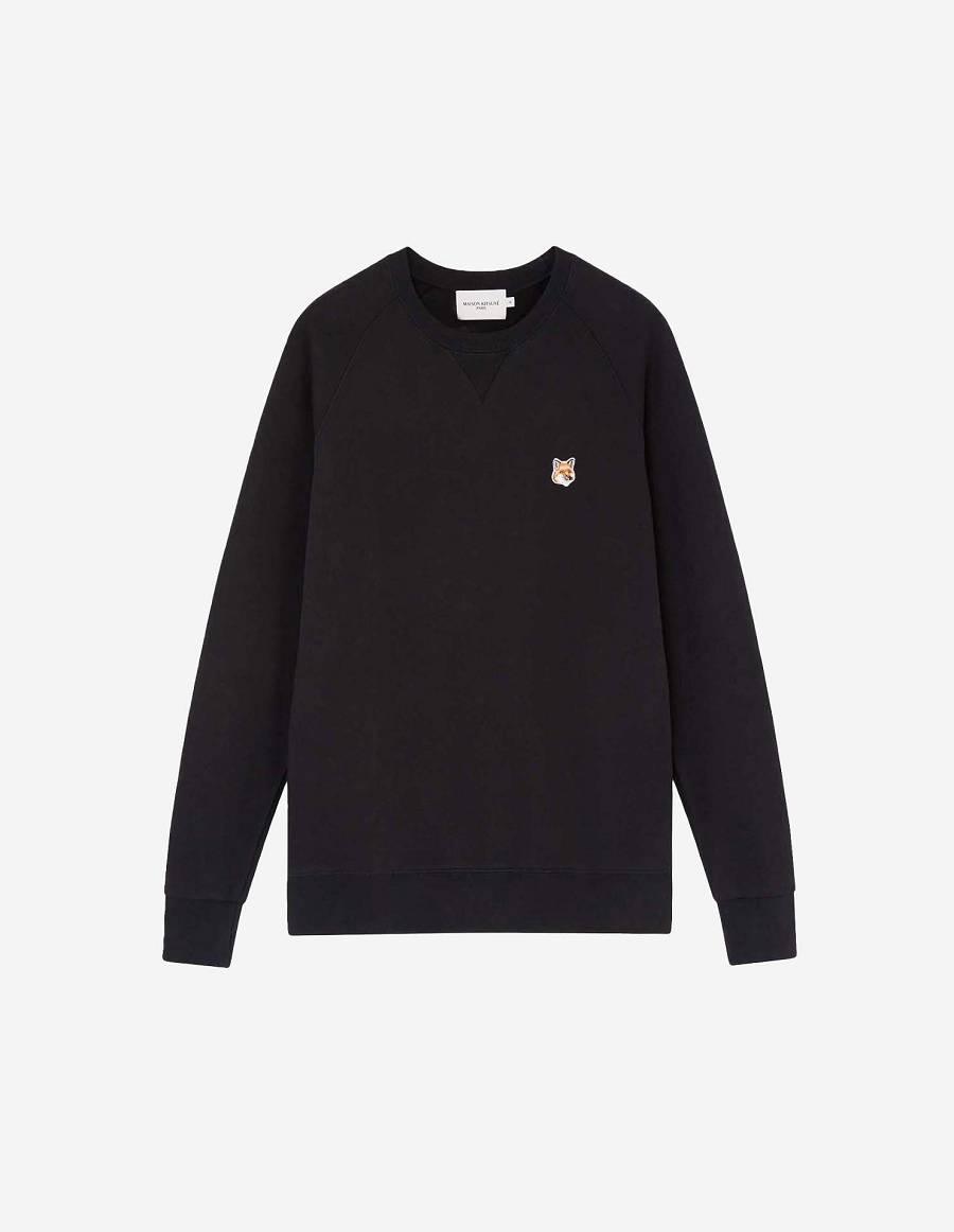 Black Men\'s Maison Kitsune Fox Head Patch Classic Sweatshirts | AU-Q0862