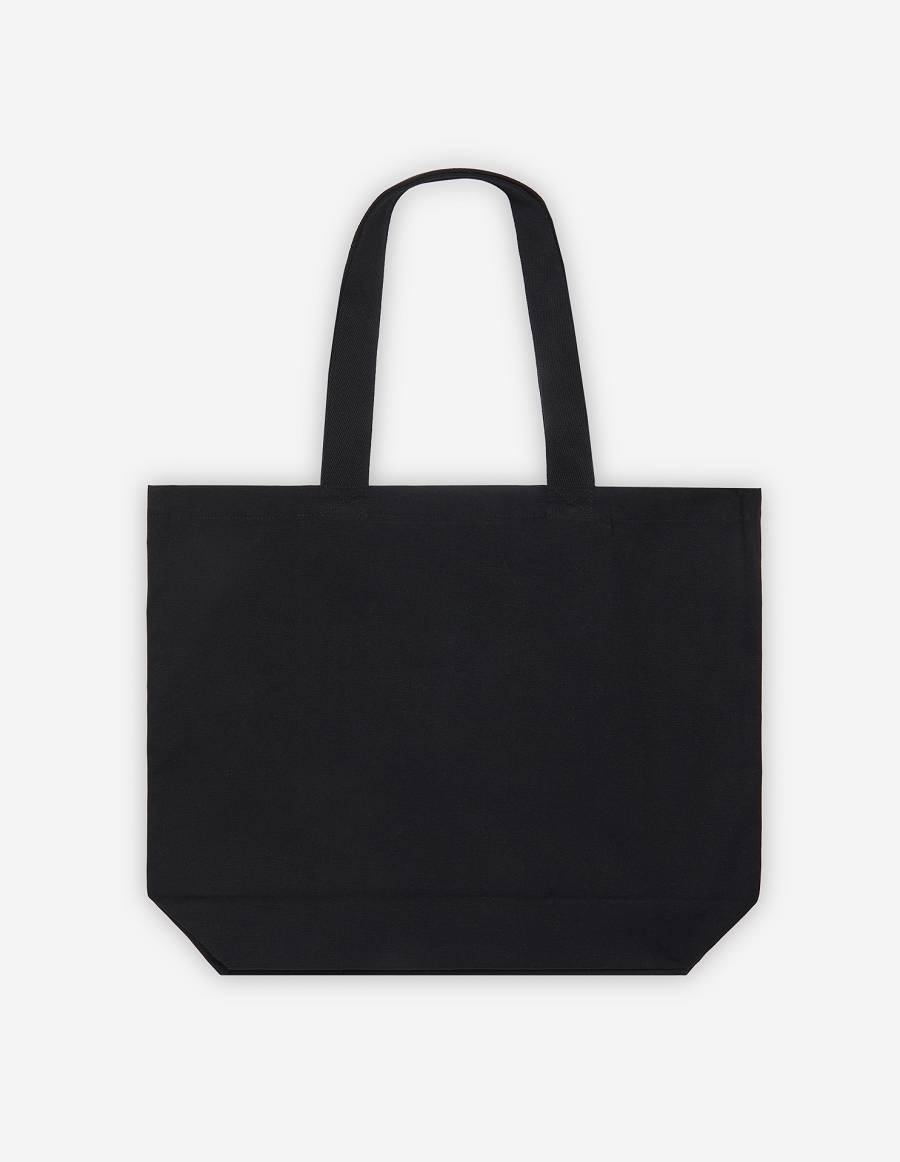 Black Men's Maison Kitsune Fox Head Tote Bags | AU-X464