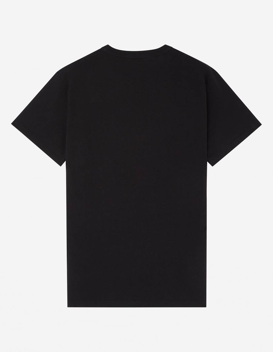 Black Men's Maison Kitsune Handwriting Classic T Shirts | AU-L0517