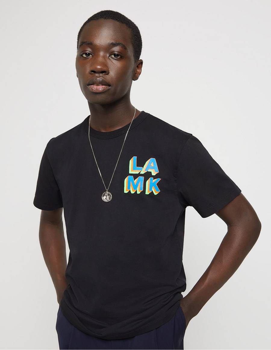 Black Men's Maison Kitsune L.A. Ben Klevay T Shirts | AU-A0640