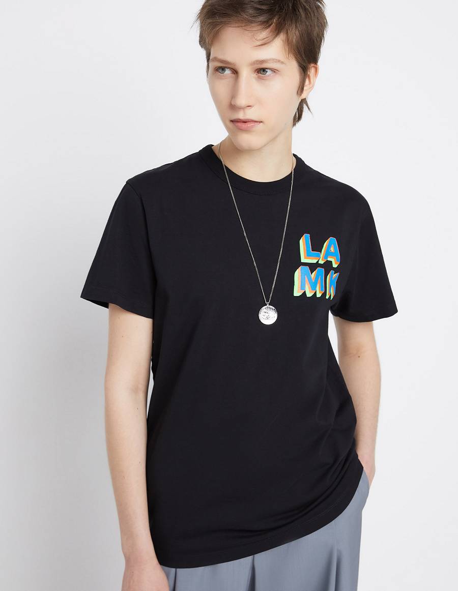 Black Men's Maison Kitsune L.A. Ben Klevay T Shirts | AU-A0640