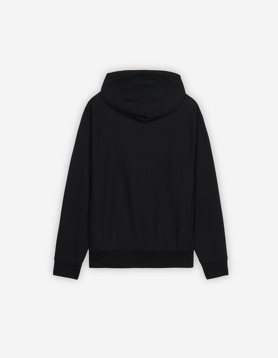 Black Men's Maison Kitsune Mini Handwriting Relaxed Hoodies | AU-Q0931