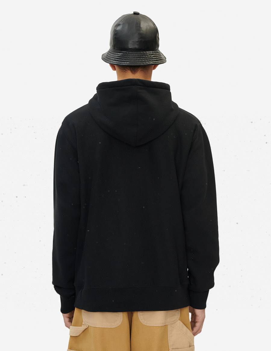 Black Men's Maison Kitsune Mini Handwriting Relaxed Hoodies | AU-Q0931