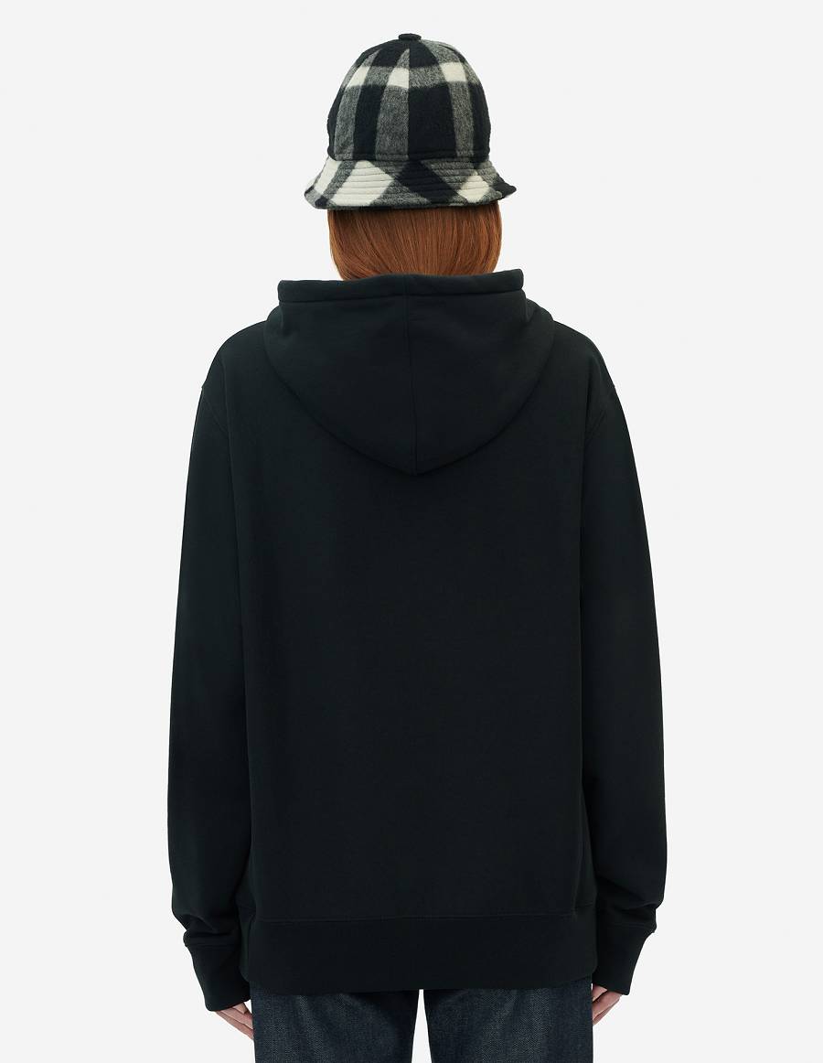 Black Men's Maison Kitsune Mini Handwriting Relaxed Hoodies | AU-Q0931