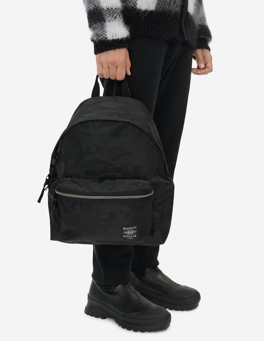 Black Men's Maison Kitsune Mkxeastpak Padded Backpack Bags | AU-E0671