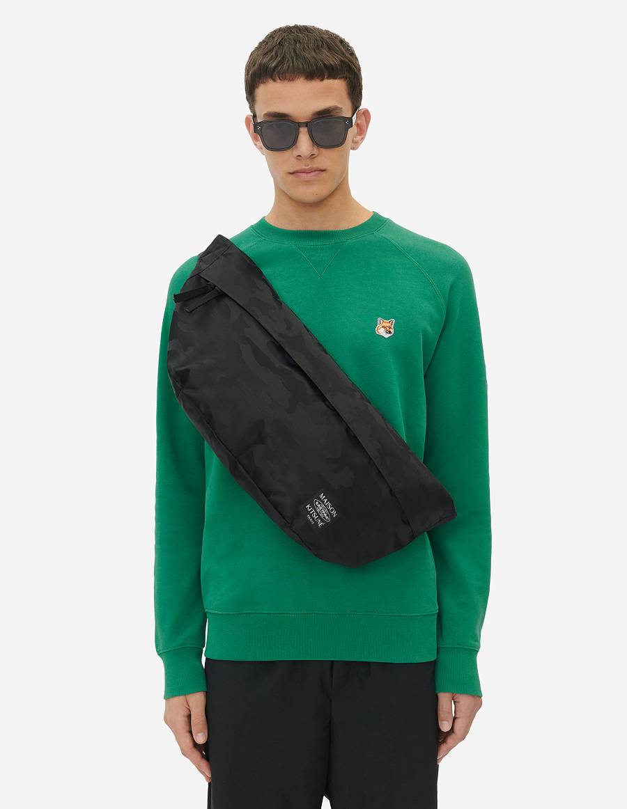 Black Men's Maison Kitsune Mkxeastpak Springer Xl Bumbag Bags | AU-E0149