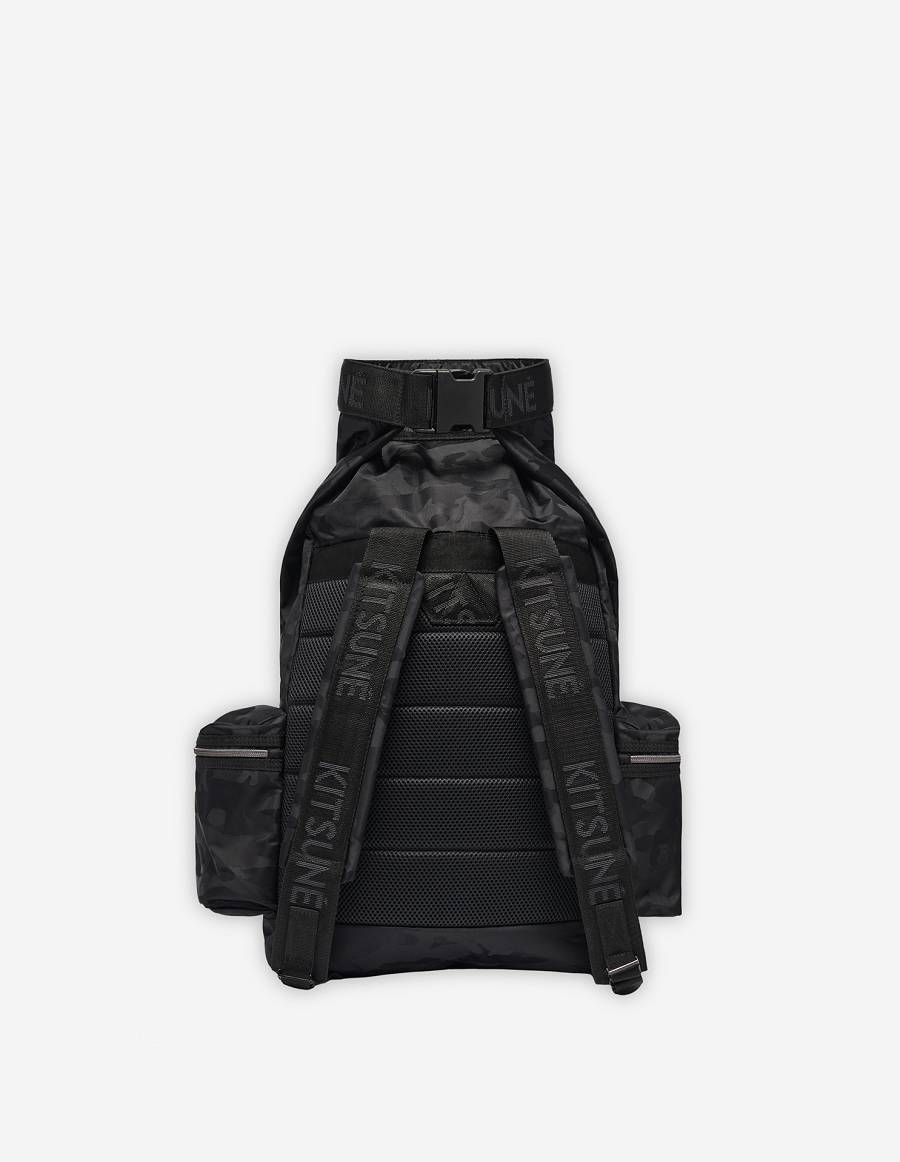 Black Men's Maison Kitsune Mkxeastpak Toproll Backpack Bags | AU-F0103