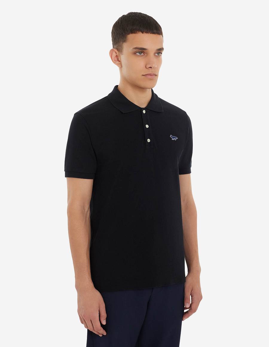 Black Men's Maison Kitsune Navy Fox Patch Classic Polo | AU-Q0235