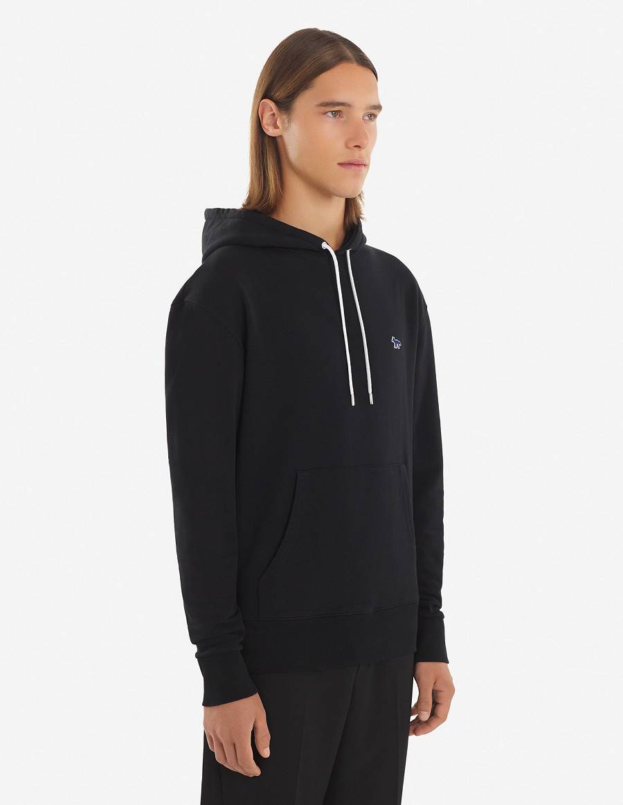 Black Men's Maison Kitsune Navy Fox Patch Classic Hoodies | AU-V0694