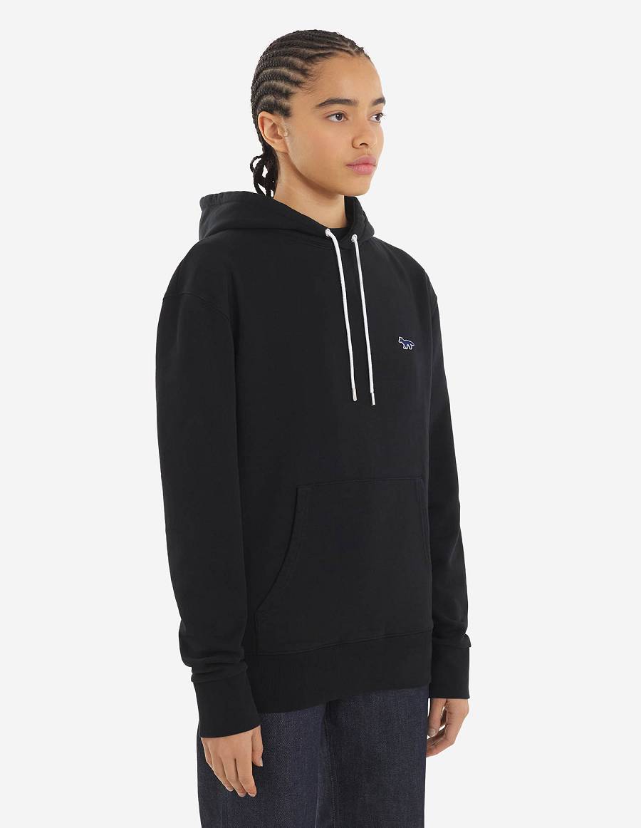 Black Men's Maison Kitsune Navy Fox Patch Classic Hoodies | AU-V0694