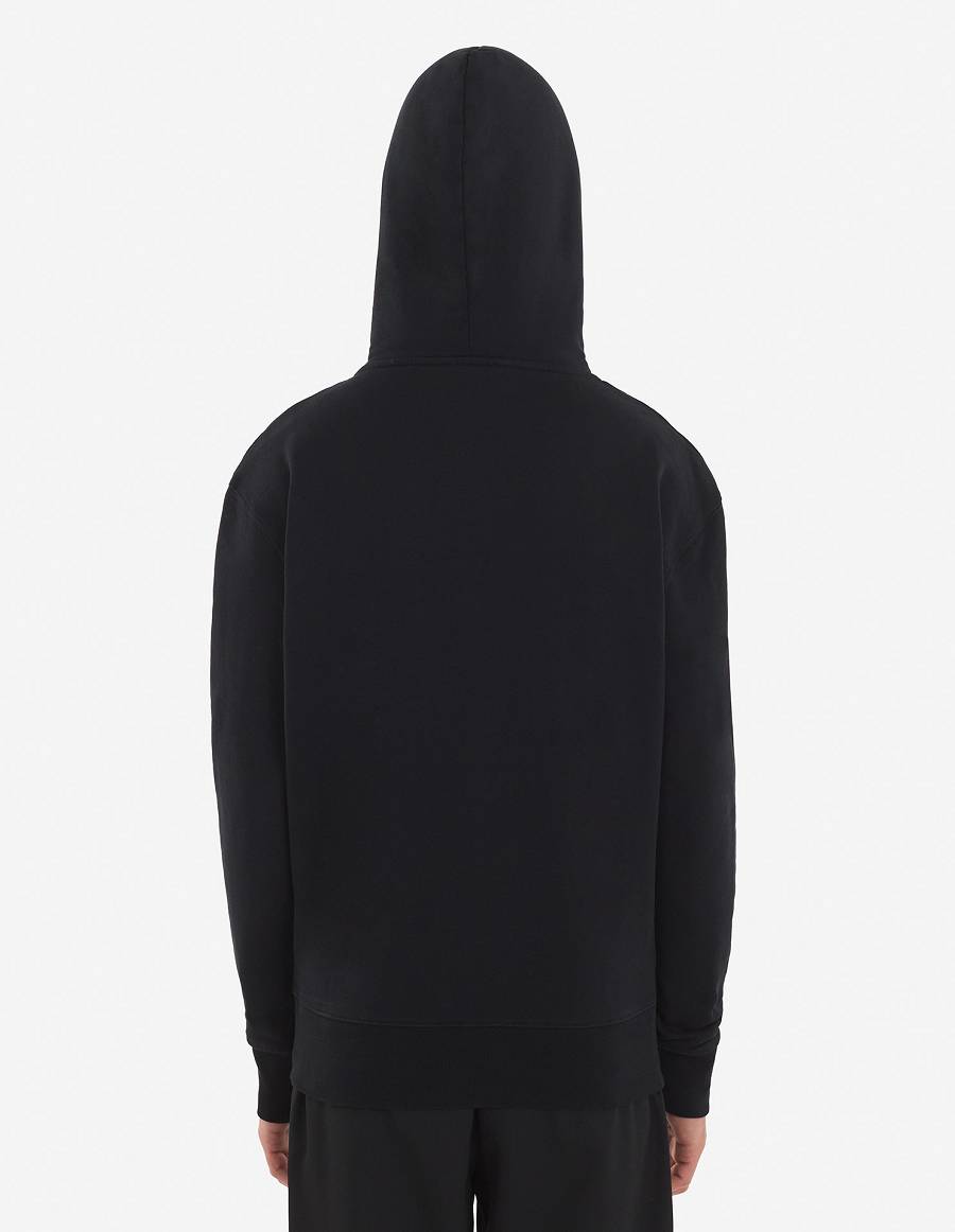 Black Men's Maison Kitsune Navy Fox Patch Classic Hoodies | AU-V0694