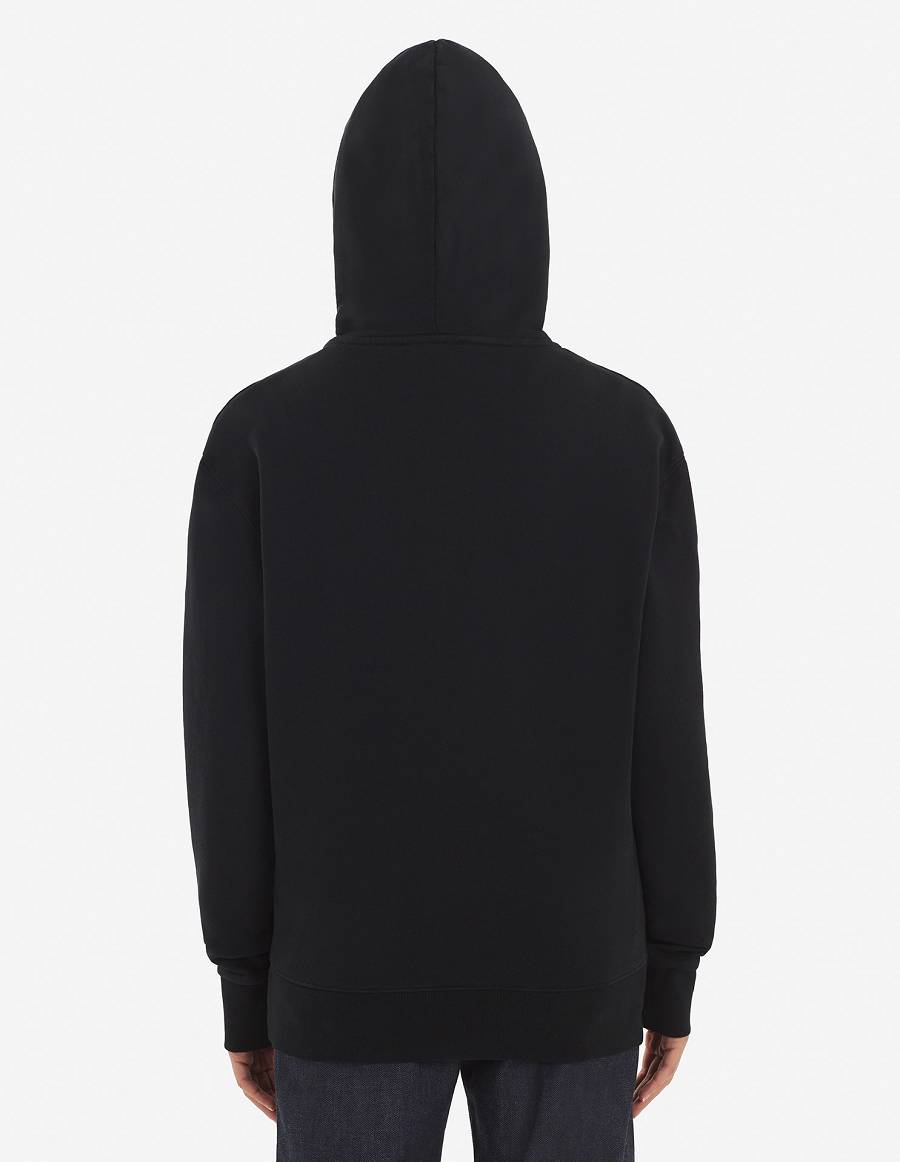 Black Men's Maison Kitsune Navy Fox Patch Classic Hoodies | AU-V0694