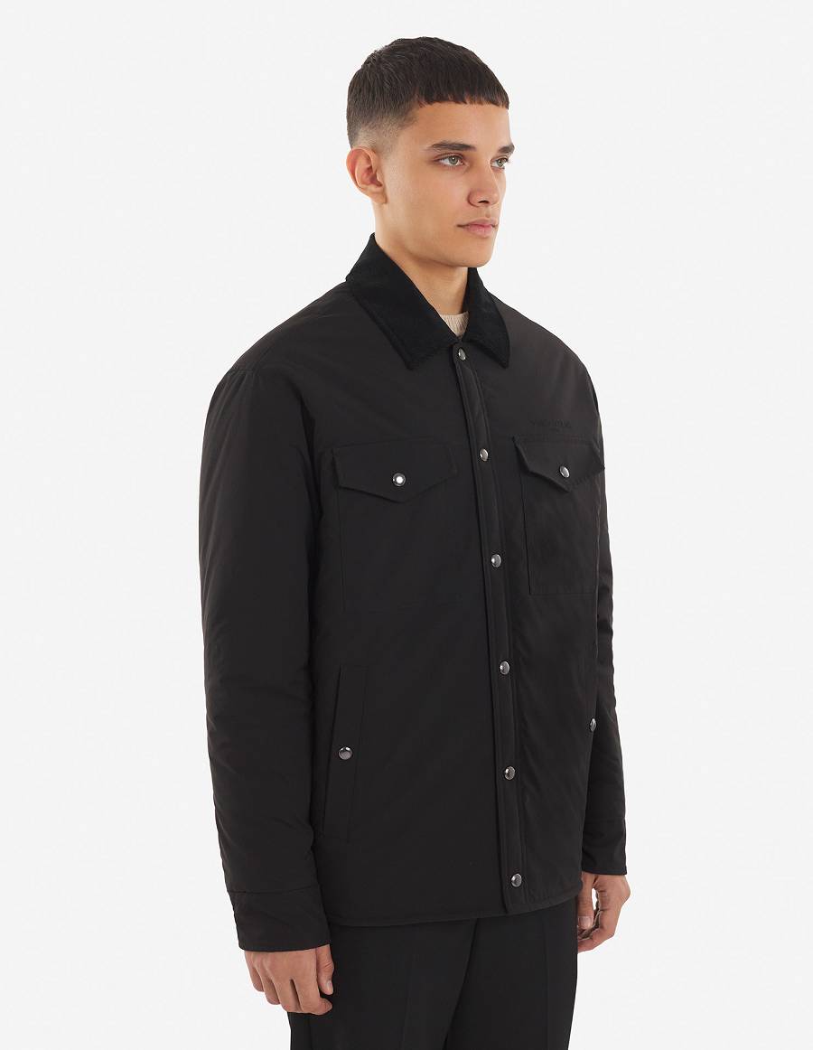 Black Men's Maison Kitsune Padded Jackets | AU-V0665