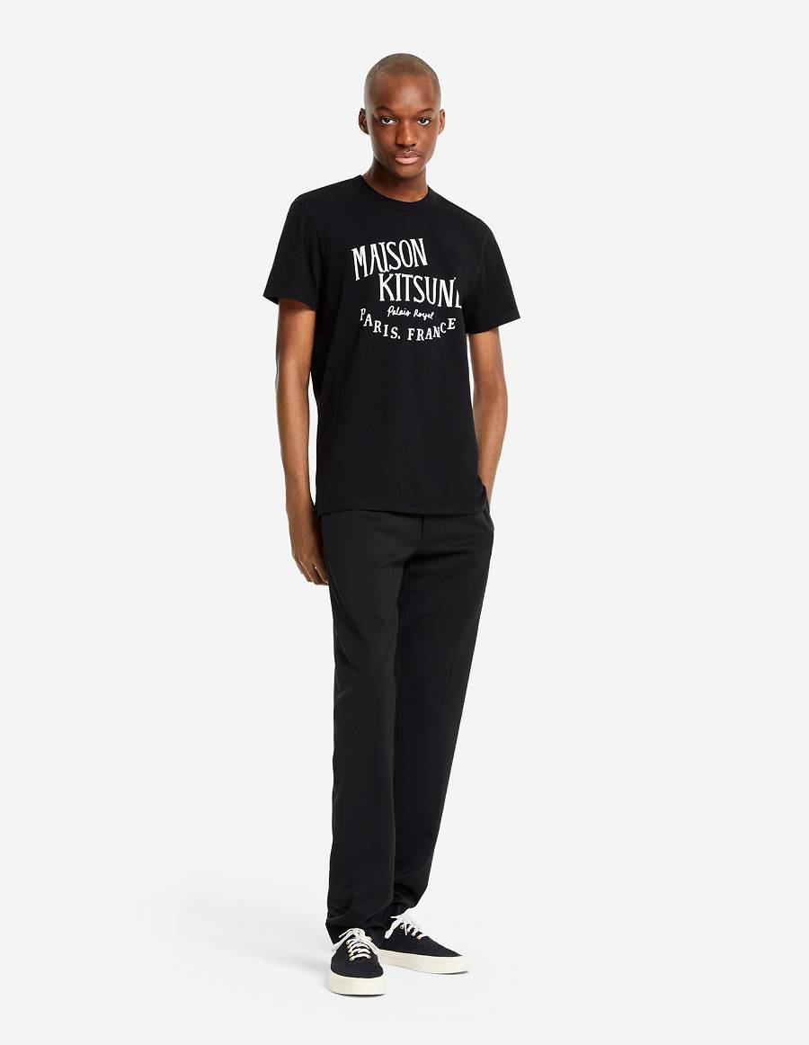 Black Men's Maison Kitsune Palais Royal Classic T Shirts | AU-H0134