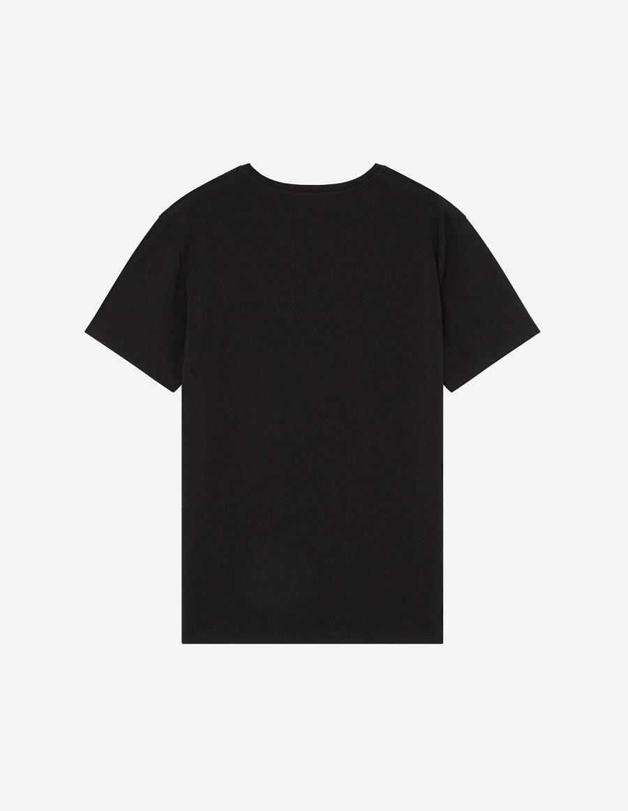 Black Men's Maison Kitsune Parisien Classic T Shirts | AU-M0765