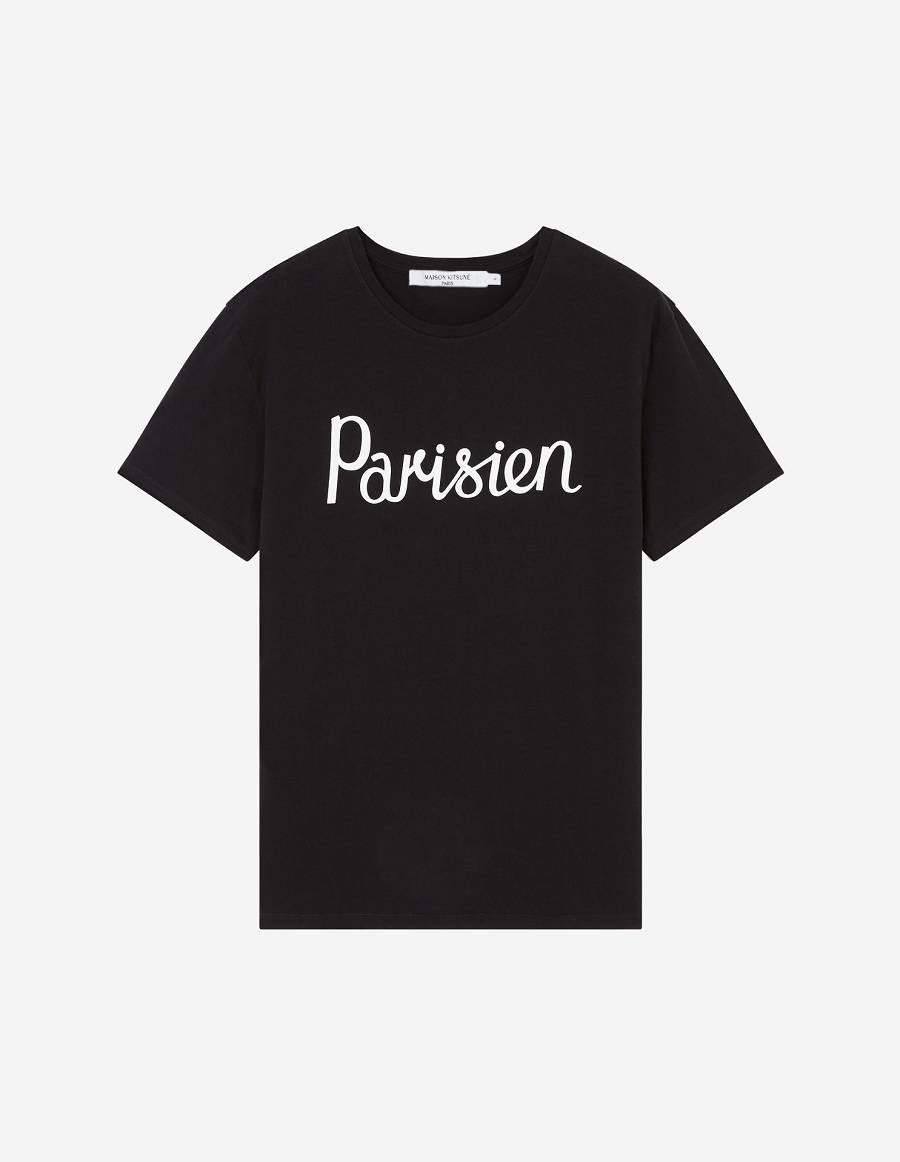 Black Men\'s Maison Kitsune Parisien Classic T Shirts | AU-M0765