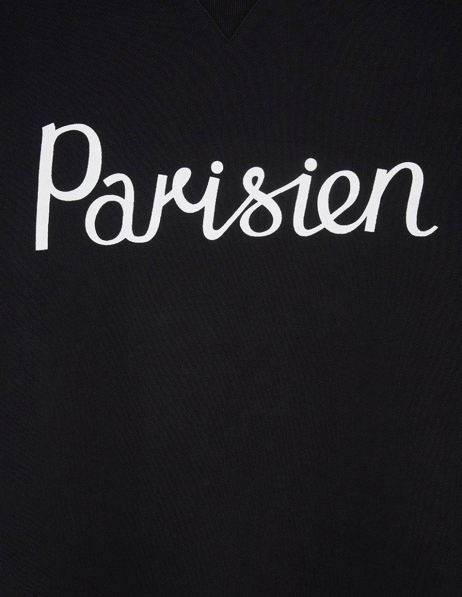 Black Men's Maison Kitsune Parisien Classic Sweatshirts | AU-Y0150