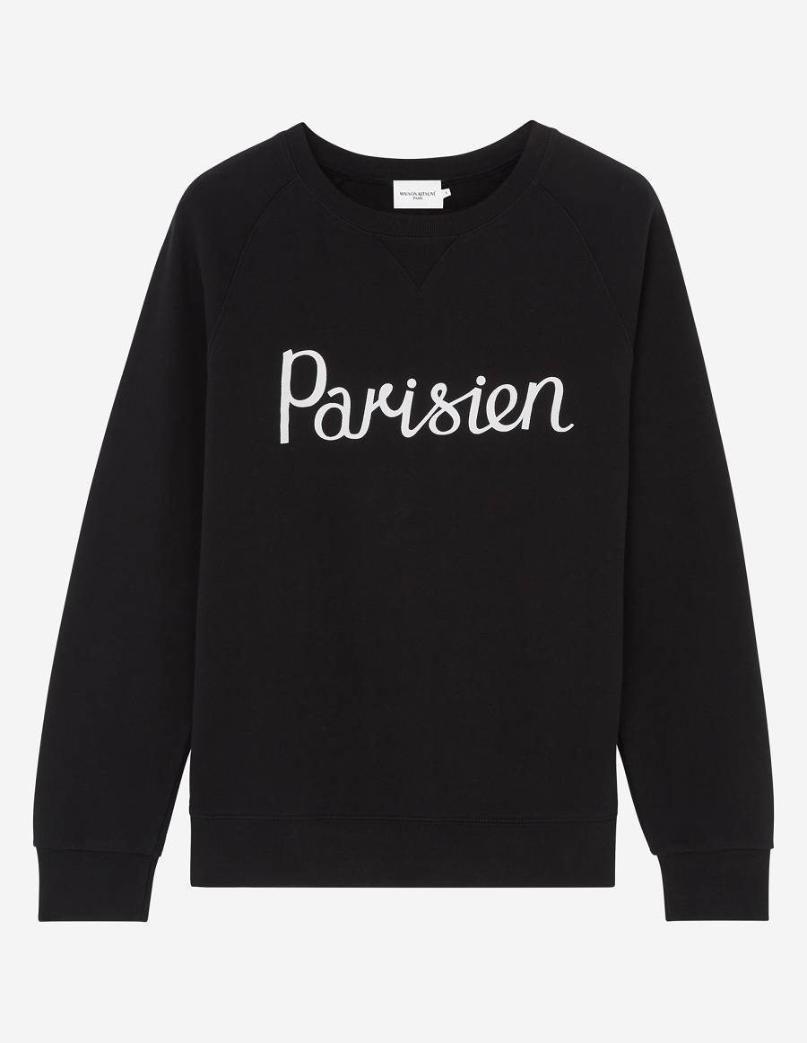 Black Men\'s Maison Kitsune Parisien Classic Sweatshirts | AU-Y0150