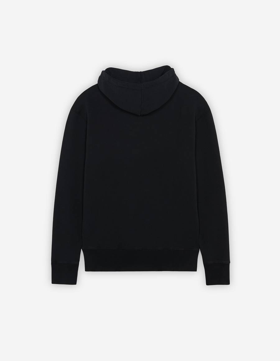 Black Men's Maison Kitsune Patch Profile Fox Cafe Classic Hoodies | AU-Z0639