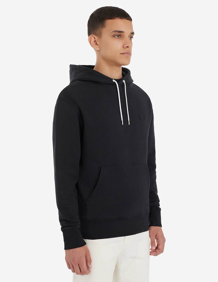 Black Men's Maison Kitsune Patch Profile Fox Cafe Classic Hoodies | AU-Z0639