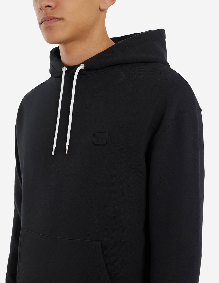 Black Men's Maison Kitsune Patch Profile Fox Cafe Classic Hoodies | AU-Z0639