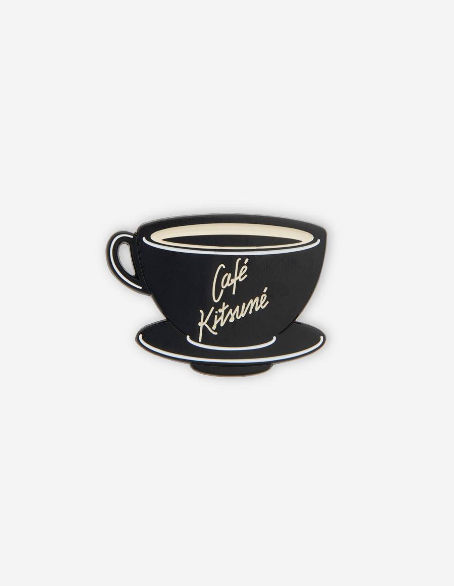 Black Men\'s Maison Kitsune Pins Cafe Kitsune Cup Accessories | AU-Z0320