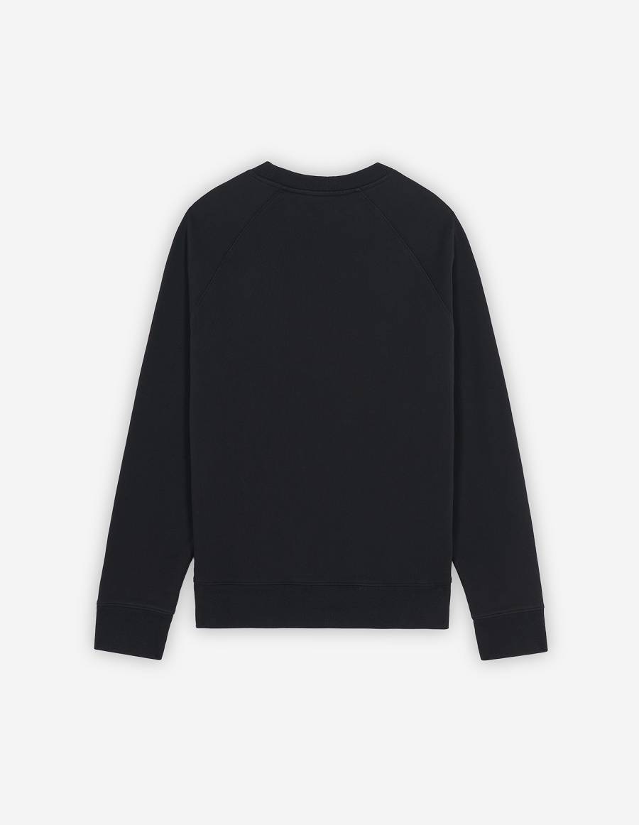 Black Men's Maison Kitsune Profile Fox Stamp Clean Sweatshirts | AU-B0200