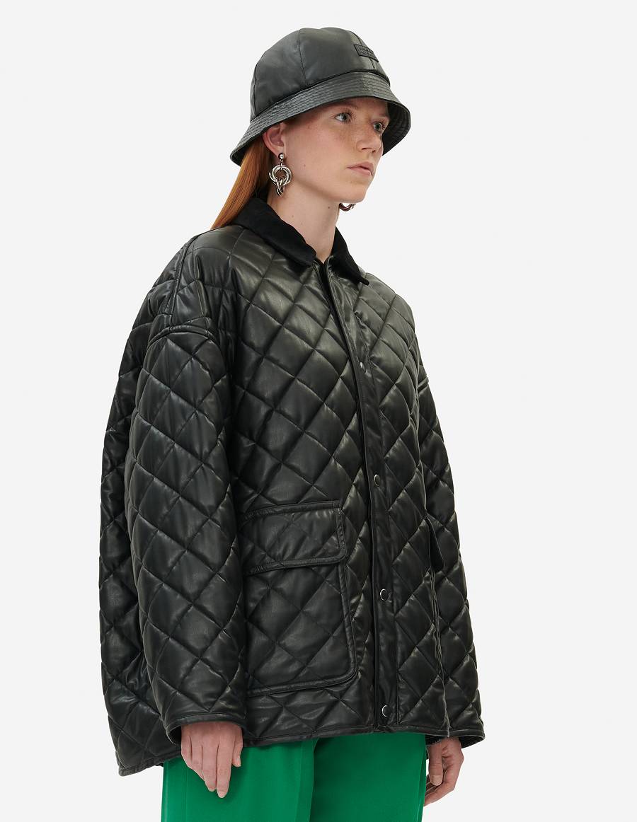 Black Men's Maison Kitsune Quilted Jackets | AU-C0608